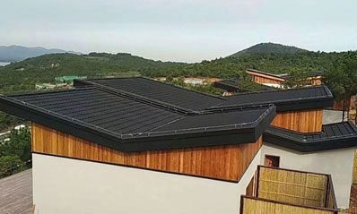 江苏海安农村房屋平房改坡面屋顶彩石金属瓦...